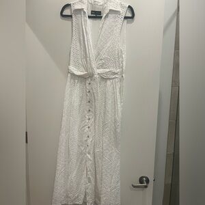 ZARA WHITE EYELET MAXI SIZE L
